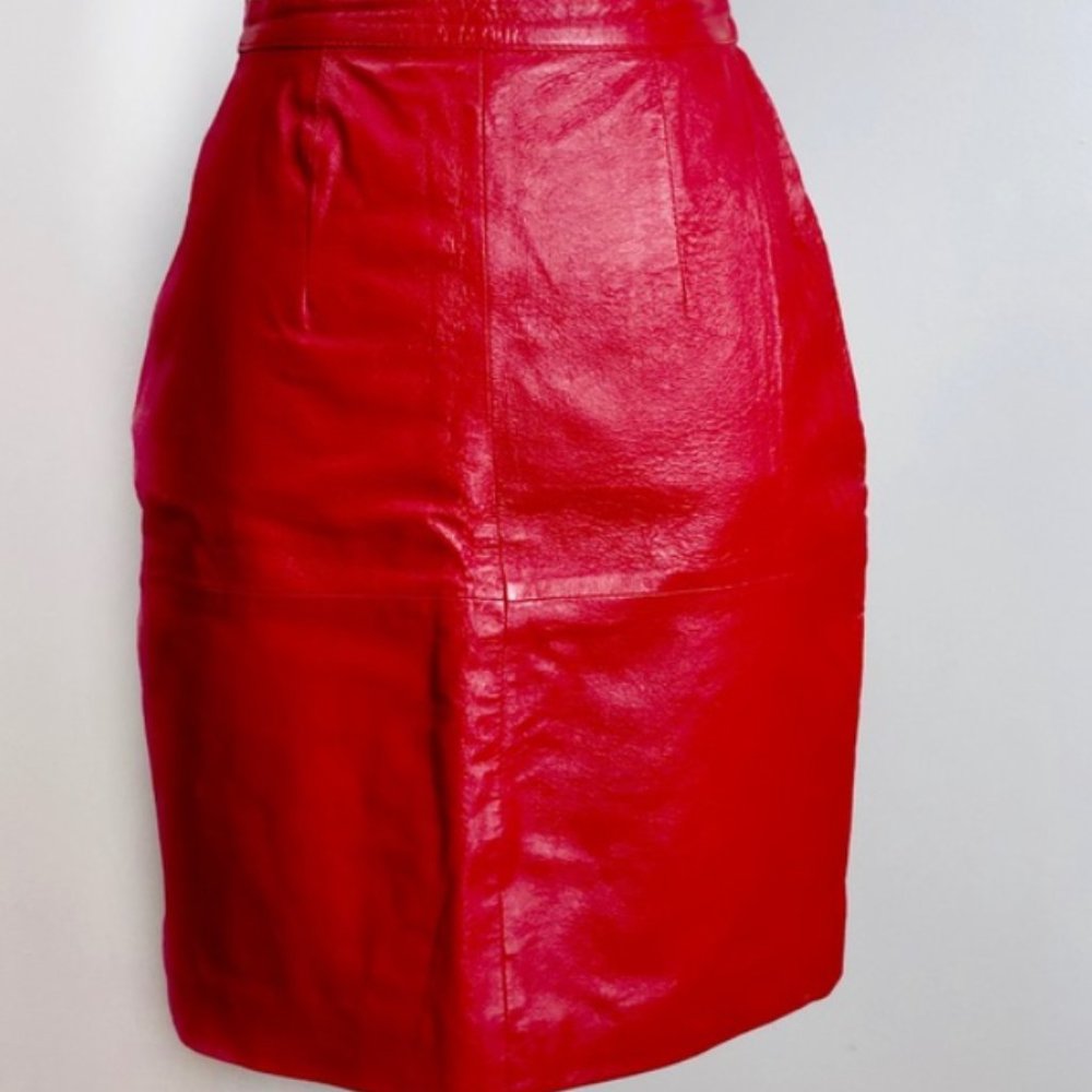 COPY - Styleworks Vintage 80’s Red Leather Pencil Skirt Sz 6